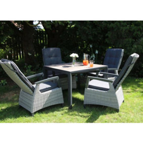 Camilla Luxury Reclining Rattan Dining Set for Garden with Ceramic Table Top