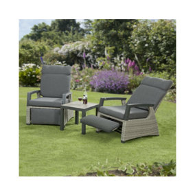 Camilla Rattan Reclining Chairs Armchair Set with Side Table