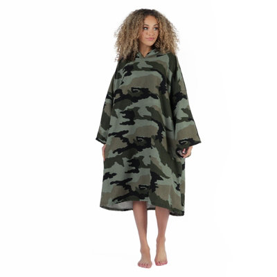 Camo Print Adult Oversized Towel Poncho