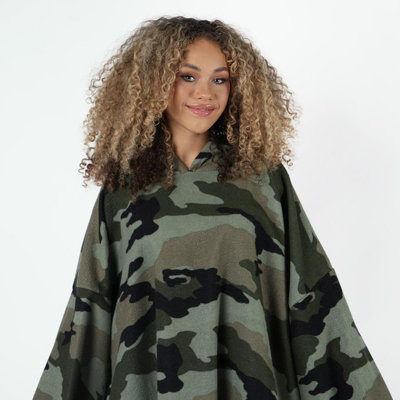Camo Print Adult Oversized Towel Poncho