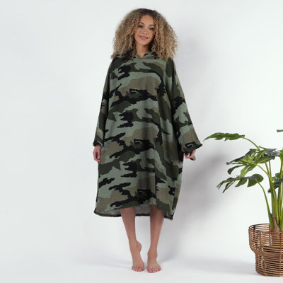 Camo Print Adult Oversized Towel Poncho - 4