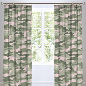 Camouflage Pair of Pencil Pleat Curtains