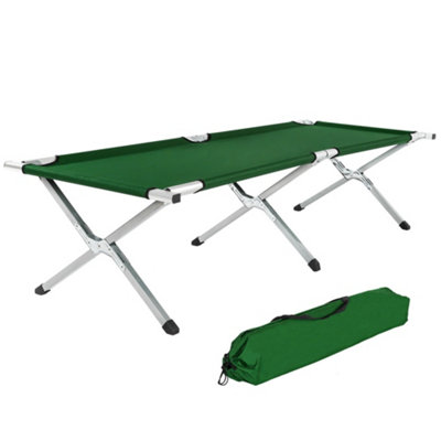 Camp Bed - foldable camping cot, 150 kg load capacity - green