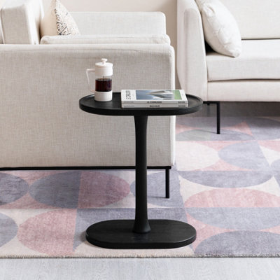 Campbell C Shape Side Table Solid Wood Side Table Living Room Sofa Side Table Bedside Table Black End Table