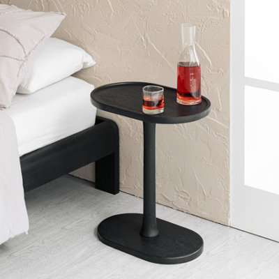 Campbell C Shape Side Table Solid Wood Side Table Living Room Sofa Side Table Bedside Table Black End Table