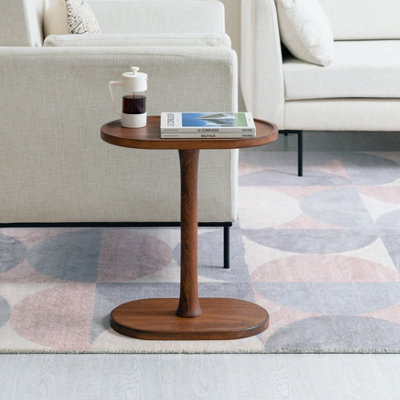 Campbell C Shape Side Table Solid Wood Side Table Living Room Sofa Side Table Bedside Table Walnut End Table