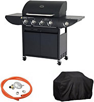 Campfire 4+1 Original Series Black Gas Barbecue with Weatherproof Cover & Side Burner + Regulator