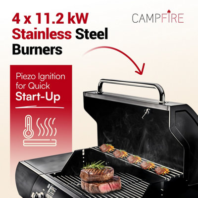 Campfire Original 5 Gas Burner 4+1 Garden Grill, Steel Warming Rack ...