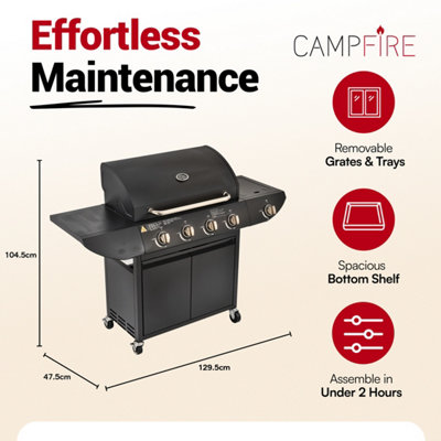 Campfire Original 5 Gas Burner 4+1 Garden Grill, Steel Warming Rack ...