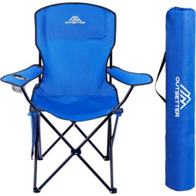 Camping Chair Lightweight Folding Portable with Cup Holder and Side Pocket Camp - Blue