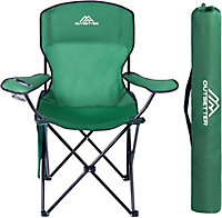 Camping Chair Lightweight Folding Portable with Cup Holder and Side Pocket Camp - Green