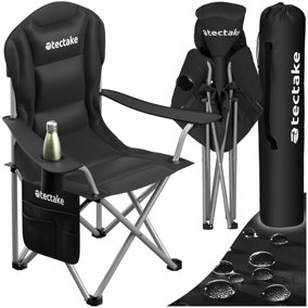 Camping Chair MTX - padded, foldable, with cup holder and side pocket - black - per piece