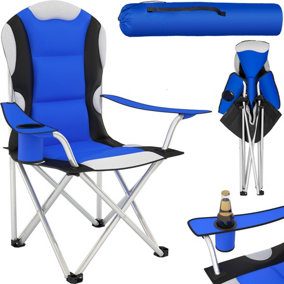 Camping chair - padded seat with carry bag - blue