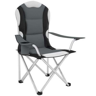 Camping chair - padded seat with carry bag - grey