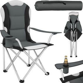 Camping chair - padded seat with carry bag - grey