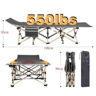 Camping Cot for Adults, Portable Camping Bed for Outdoor Travel with Carry Bag, Grey
