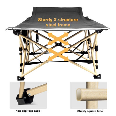 Camping Cot for Adults, Portable Camping Bed for Outdoor Travel with Carry Bag, Grey