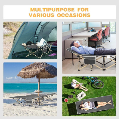 Camping Cot for Adults, Portable Camping Bed for Outdoor Travel with Carry Bag, Grey