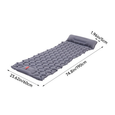 Camping Inflatable Sleeping Pad Waterproof Camping Mattress Grey 190 x 60cm