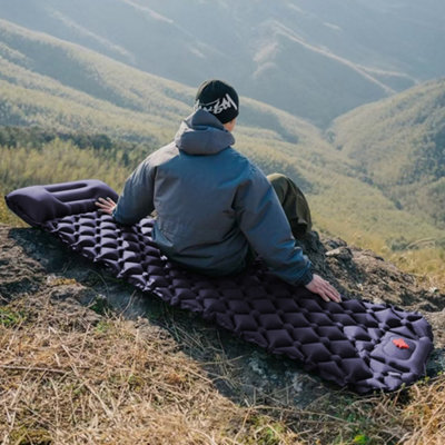 Camping Inflatable Sleeping Pad Waterproof Camping Mattress Navy Blue 190 x 60cm