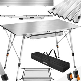 Camping table Bastian - Height adjustable & folding - silver