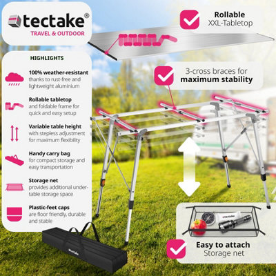 Camping Table Bastian - height adjustable & folding - silver