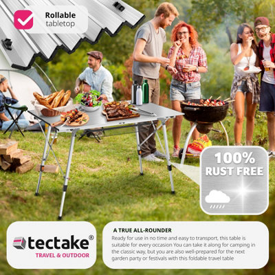 Camping Table Bastian - height adjustable & folding - silver