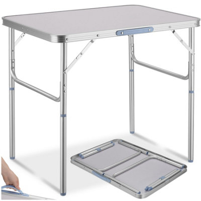 Camping Table - foldable aluminium frame, 75 x 55 x 68 cm - grey