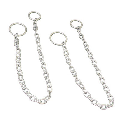 Canal Mooring Chain with Rings - Pack of 2 (Galvanised Narrowboat Docking Tie)