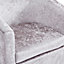 Canberra Accent Bucket Tub Chair Occasional Armchair Wood Effect Legs Silver Crushed Velvet Foam Padded Backrest Seat