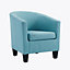 Canberra Accent Bucket Tub Chair Occasional Armchair Wood Effect Legs Teal Fabric Foam Padded Backrest Seat