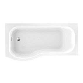Canberra Left Hand White Acrylic P-Shaped Shower Bath (L)1700mm (W)840mm