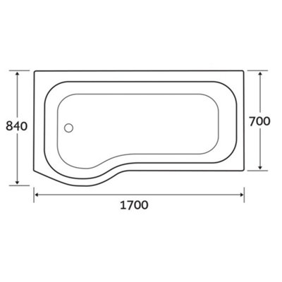 Canberra Left Hand White Acrylic P-Shaped Shower Bath (L)1700mm (W)840mm