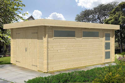 Canberra-Log Cabin, Wooden Garden Room, Timber Summerhouse, Home Office - L422.7 x W600 x H233.7 cm