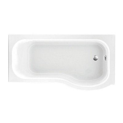 Canberra Right Hand White Acrylic P-Shaped Shower Bath (L)1700mm (W)840mm