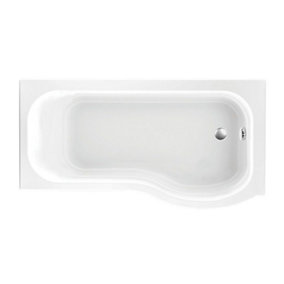 Canberra Right Hand White Super-Strong Acrylic P-Shaped Shower Bath (L)1700mm (W)840mm