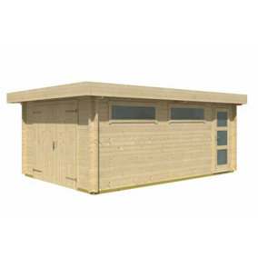 Canberra  + wooden door-Log Cabin, Wooden Garden Room, Timber Summerhouse, Home Office - L422.7 x W600 cm