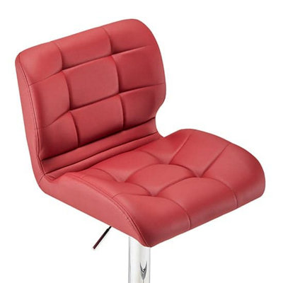 Candid Bordeaux Faux Leather Bar Stools With Chrome Base In Pair