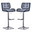 Candid Grey Faux Leather Bar Stools With Chrome Base In Pair