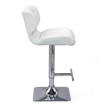 Candid White Faux Leather Bar Stools With Chrome Base In Pair