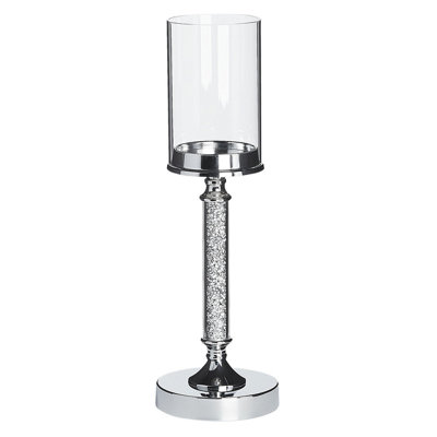 Candle Holder ABBEVILLE Glass 41 cm Silver