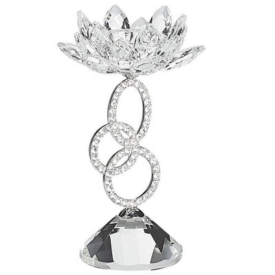Candle Holder OVIEDO Glass 19 cm Silver