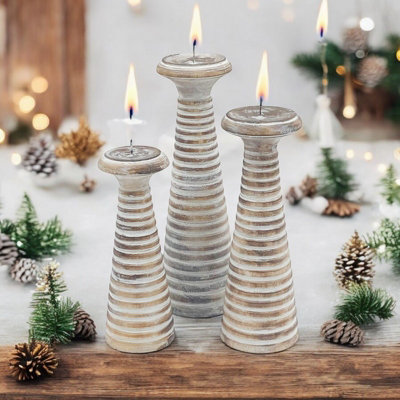 Candlesticks (Set of 3) - Wood