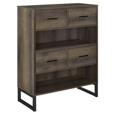 Candon Bookcase with 4 Drawers Brown