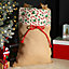 Candy Cane Jute Christmas Decorations Gift Sack 60cm x 44cm