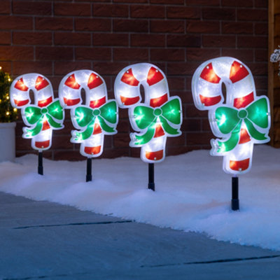 Candy Cane Lights Christmas Pathway Decorations LED Battery Operated Set of 4 Price Comparisons | Compare The Build