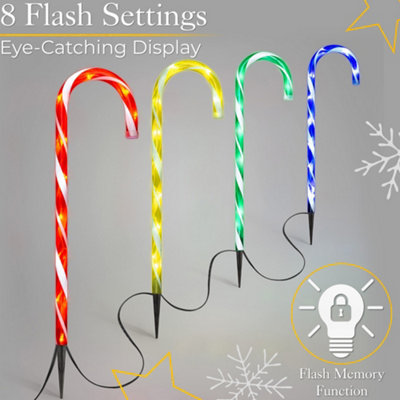 Candy Cane Lights Large LED Christmas Pathway Decorations Mains x 4