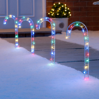 Candy Cane Lights Micro Led Christmas Battery Path Decorations 30cm X 4