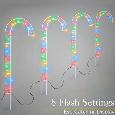 Candy Cane Lights Micro Led Christmas Battery Path Decorations 30cm X 4
