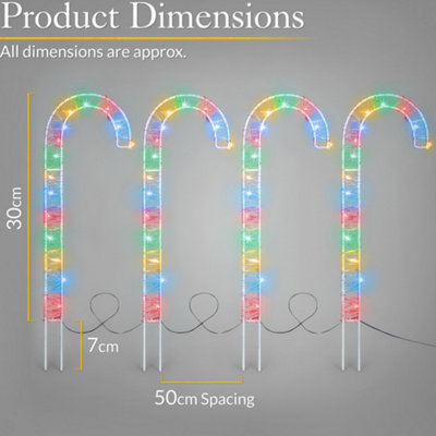 Candy Cane Lights Micro Led Christmas Battery Path Decorations 30cm X 4